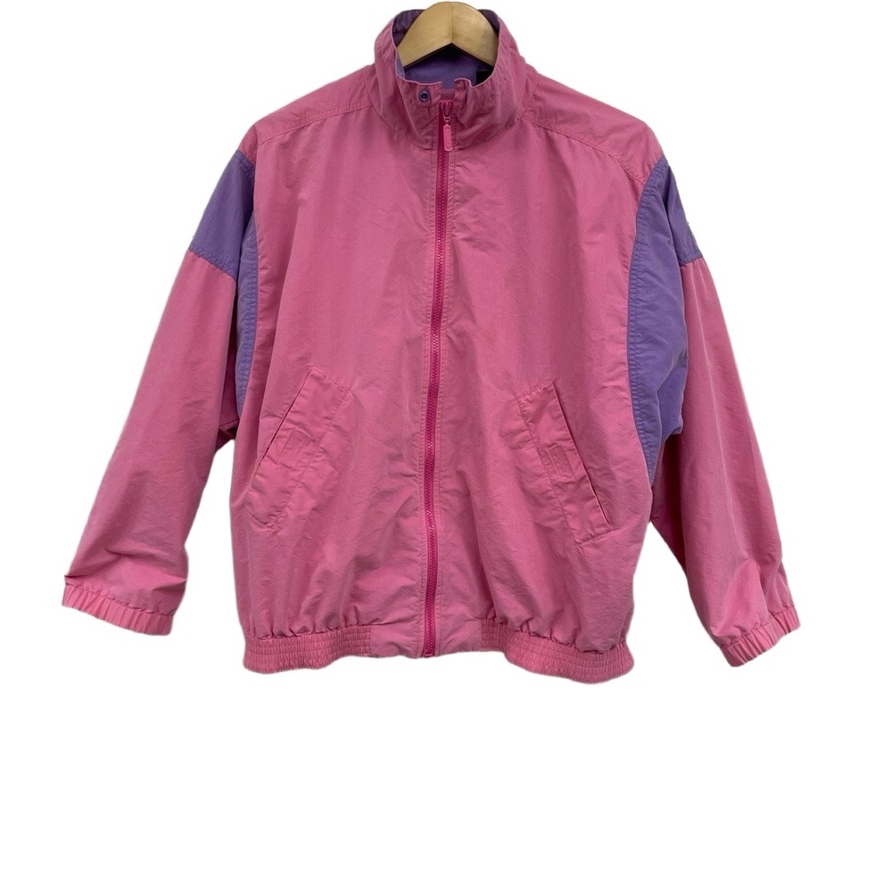Liz Sport Pink Purple Colorblock High Collar Zip 80s y2k 90s Windbreaker Medium